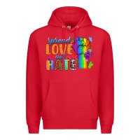 Red Spread Love Not Hate Premium Hoodie - BundleAndBundleShop