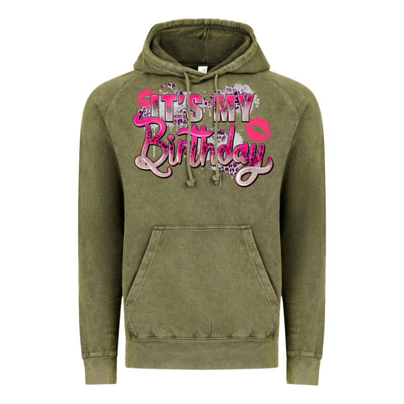 Pink Its My Birthday Vintage Hoodie by Zillion Design Studio | Teevron