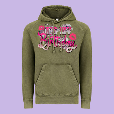 Pink Its My Birthday Vintage Hoodie Designed By Zillion Design Studio