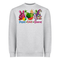 Heather Grey peace love gnome summer Heavyweight Sweatshirt - texasbilliewilder