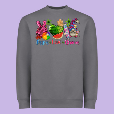 Peace Love Gnome Summer Heavyweight Sweatshirt Designed By Texasbilliewilder