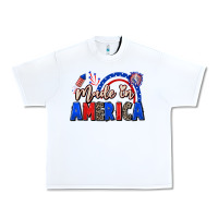 White Made in America 4th of july Urban Heavy Tee - CowGirlArtShop
