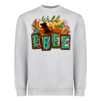 Heather Grey wild and free cowgirl horse desert Heavyweight Sweatshirt - Zillion Design Studio