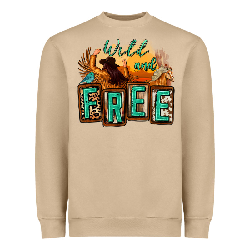 Wild And Free Cowgirl Horse Desert Heavyweight Sweatshirt by Zillion Design Studio | Teevron