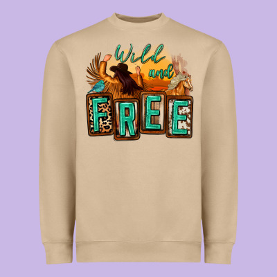 Wild And Free Cowgirl Horse Desert Heavyweight Sweatshirt Designed By Zillion Design Studio