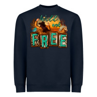 Navy wild and free cowgirl horse desert Heavyweight Sweatshirt - Zillion Design Studio