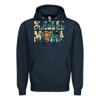 Navy blessed mama Zipper Hoodie - JahusDesignShop