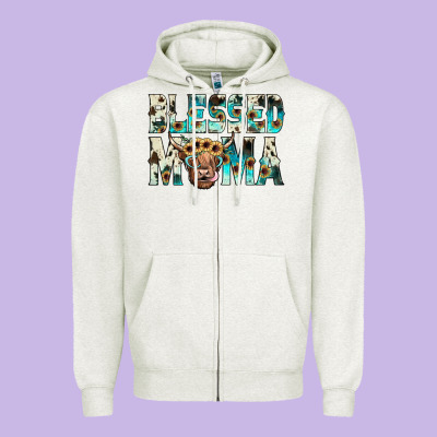 Blessed Mama Zipper Hoodie Designed By Jahusdesignshop