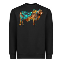 Black brahman bull gemstone turquoise and sunflower Heavyweight Sweatshirt - RanaPortraitStore
