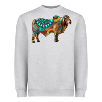 Heather Grey brahman bull gemstone turquoise and sunflower Heavyweight Sweatshirt - RanaPortraitStore