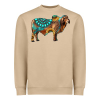Mushroom brahman bull gemstone turquoise and sunflower Heavyweight Sweatshirt - RanaPortraitStore