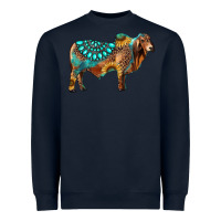 Navy brahman bull gemstone turquoise and sunflower Heavyweight Sweatshirt - RanaPortraitStore
