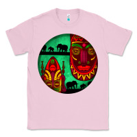 Bubblegum Pink african masks round earrings 3 Classic Tee - BundleAndBundleShop