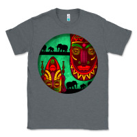 Charcoal Heather african masks round earrings 3 Classic Tee - BundleAndBundleShop
