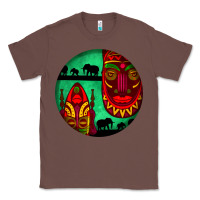 Chestnut african masks round earrings 3 Classic Tee - BundleAndBundleShop