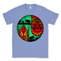 Colony Blue african masks round earrings 3 Classic Tee - BundleAndBundleShop