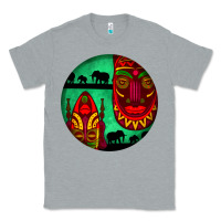Heather Grey african masks round earrings 3 Classic Tee - BundleAndBundleShop