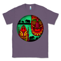 Lavender african masks round earrings 3 Classic Tee - BundleAndBundleShop