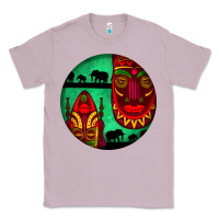 Lilac african masks round earrings 3 Classic Tee - BundleAndBundleShop