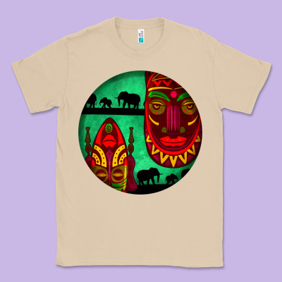 African Masks Round Earrings 3 Classic Tee Designed By Bundleandbundleshop