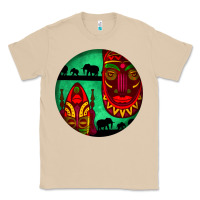 Mushroom african masks round earrings 3 Classic Tee - BundleAndBundleShop