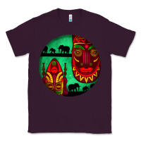 Plum african masks round earrings 3 Classic Tee - BundleAndBundleShop
