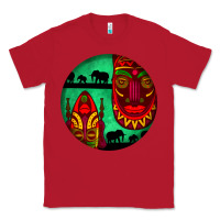 Red african masks round earrings 3 Classic Tee - BundleAndBundleShop
