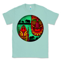 Seafoam african masks round earrings 3 Classic Tee - BundleAndBundleShop