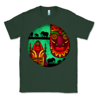 Sports Green african masks round earrings 3 Classic Tee - BundleAndBundleShop