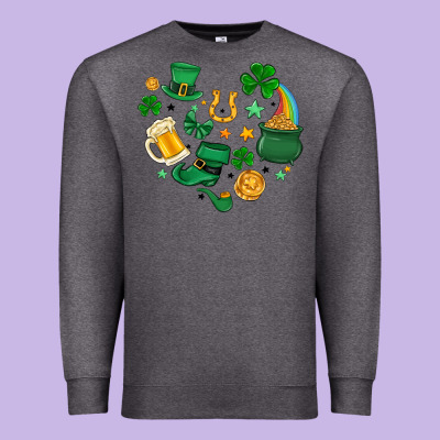 St. Patrick Heart Doodle Premium Sweatshirt Designed By Maliassmallbusiness