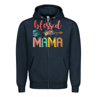 Navy blessed mama Zipper Hoodie - JahusDesignShop