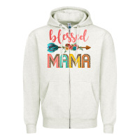 Oatmeal Heather blessed mama Zipper Hoodie - JahusDesignShop