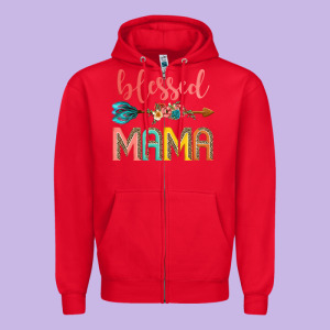 Blessed Mama Zipper Hoodie Designed By Jahusdesignshop