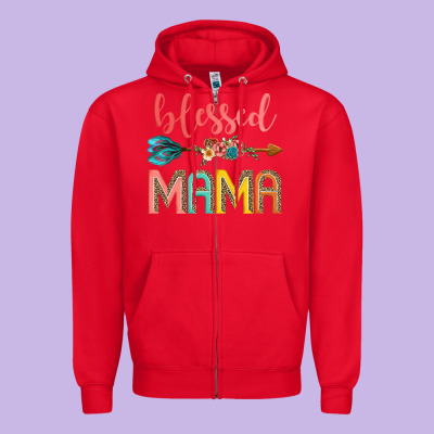 Blessed Mama Zipper Hoodie Designed By Jahusdesignshop