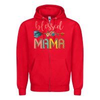 Red blessed mama Zipper Hoodie - JahusDesignShop