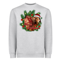 Heather Grey merry Christmas brahman bull Heavyweight Sweatshirt - RanaPortraitStore