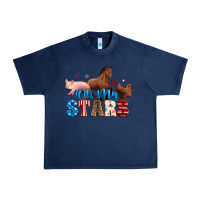 Navy Horse pig chicken with oh my stars Urban Heavy Tee - Neo Western