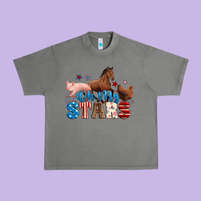 Horse Pig Chicken With Oh My Stars Urban Heavy Tee Designed By Neo Western