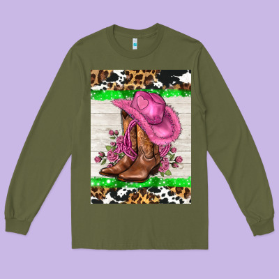 Cowgitl Hat And Roses Long Sleeve Tee Designed By Adodesignshop