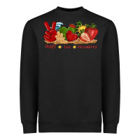 Black peace love strawberry with summer Heavyweight Sweatshirt - texasbilliewilder