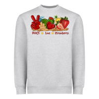 Heather Grey peace love strawberry with summer Heavyweight Sweatshirt - texasbilliewilder