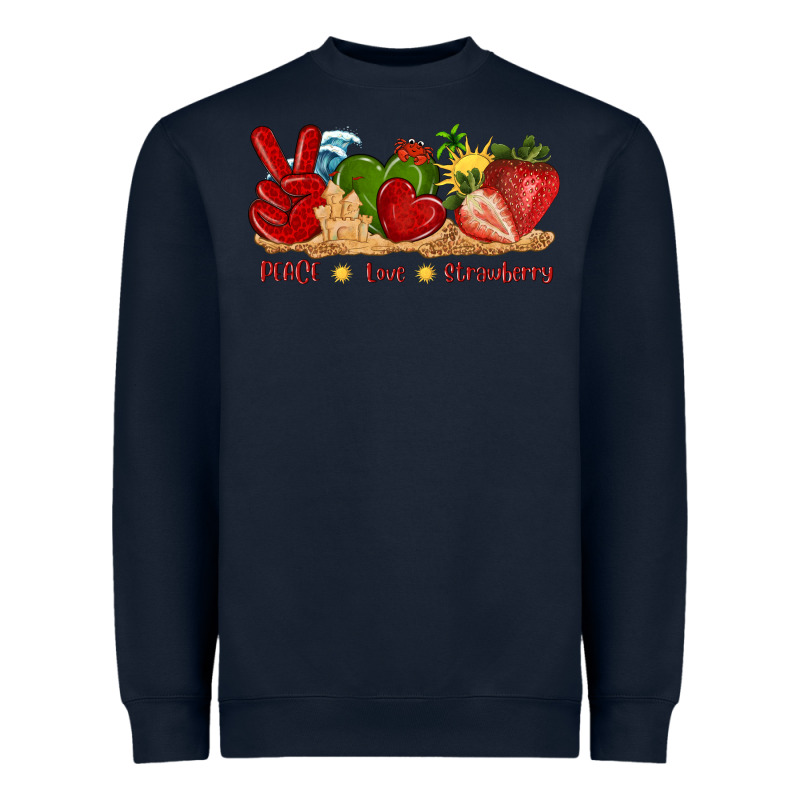 Peace Love Strawberry With Summer Heavyweight Sweatshirt by texasbilliewilder | Teevron