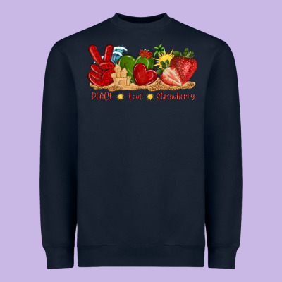 Peace Love Strawberry With Summer Heavyweight Sweatshirt Designed By Texasbilliewilder