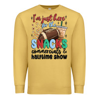 Antique Gold im just here for the snacks commercials and  halftime show Premium Sweatshirt - MaliasSmallBusiness