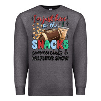 Charcoal Heather im just here for the snacks commercials and  halftime show Premium Sweatshirt - MaliasSmallBusiness