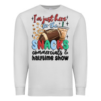 Dove Grey im just here for the snacks commercials and  halftime show Premium Sweatshirt - MaliasSmallBusiness