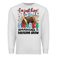 Oatmeal Heather im just here for the snacks commercials and  halftime show Premium Sweatshirt - MaliasSmallBusiness
