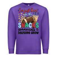 Purple im just here for the snacks commercials and  halftime show Premium Sweatshirt - MaliasSmallBusiness