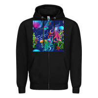 Black undersea Zipper Hoodie - BundleAndBundleShop