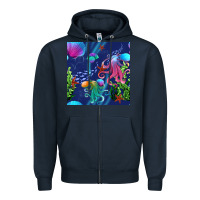 Navy undersea Zipper Hoodie - BundleAndBundleShop